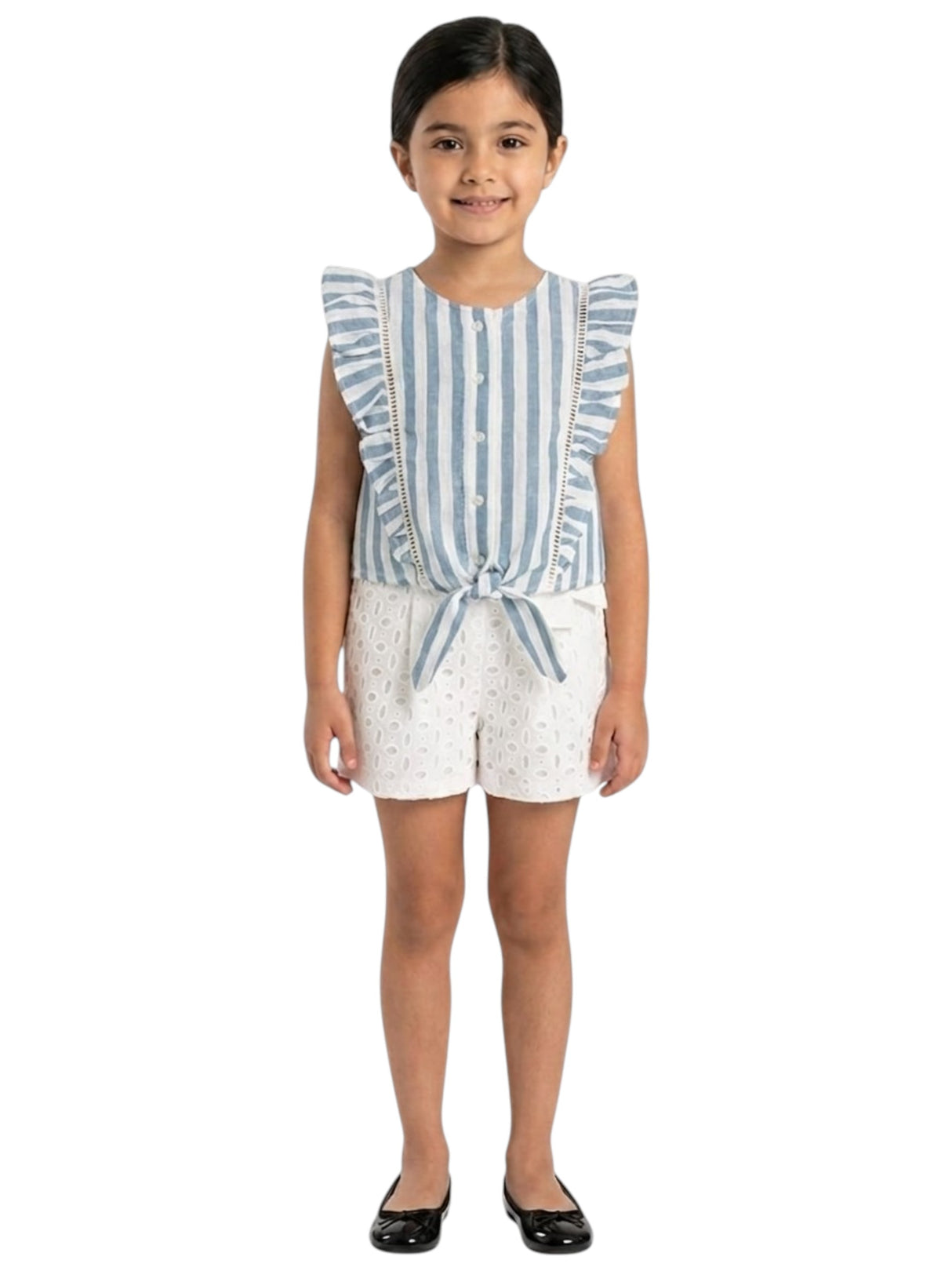 Image for Kids Girl's Striped Top,White/Light Navy