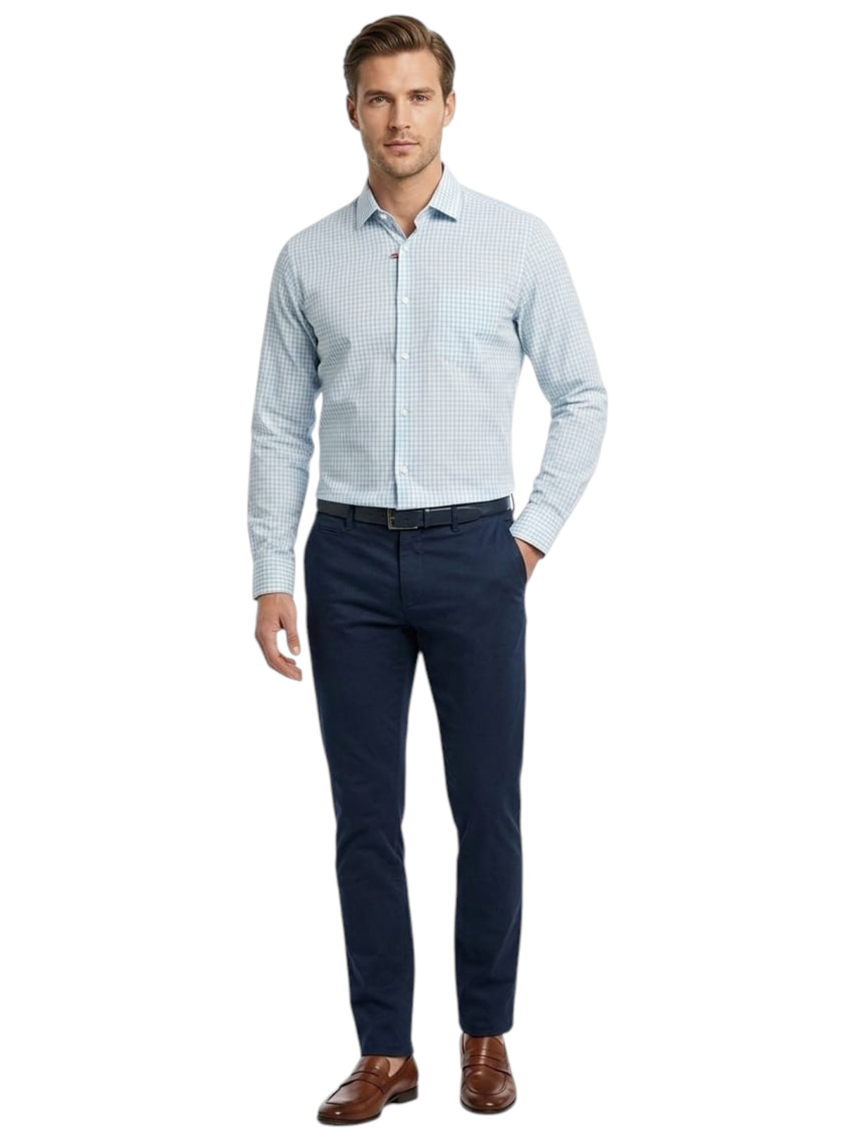 Image for Men's Plaid Dress Shirt,Blue