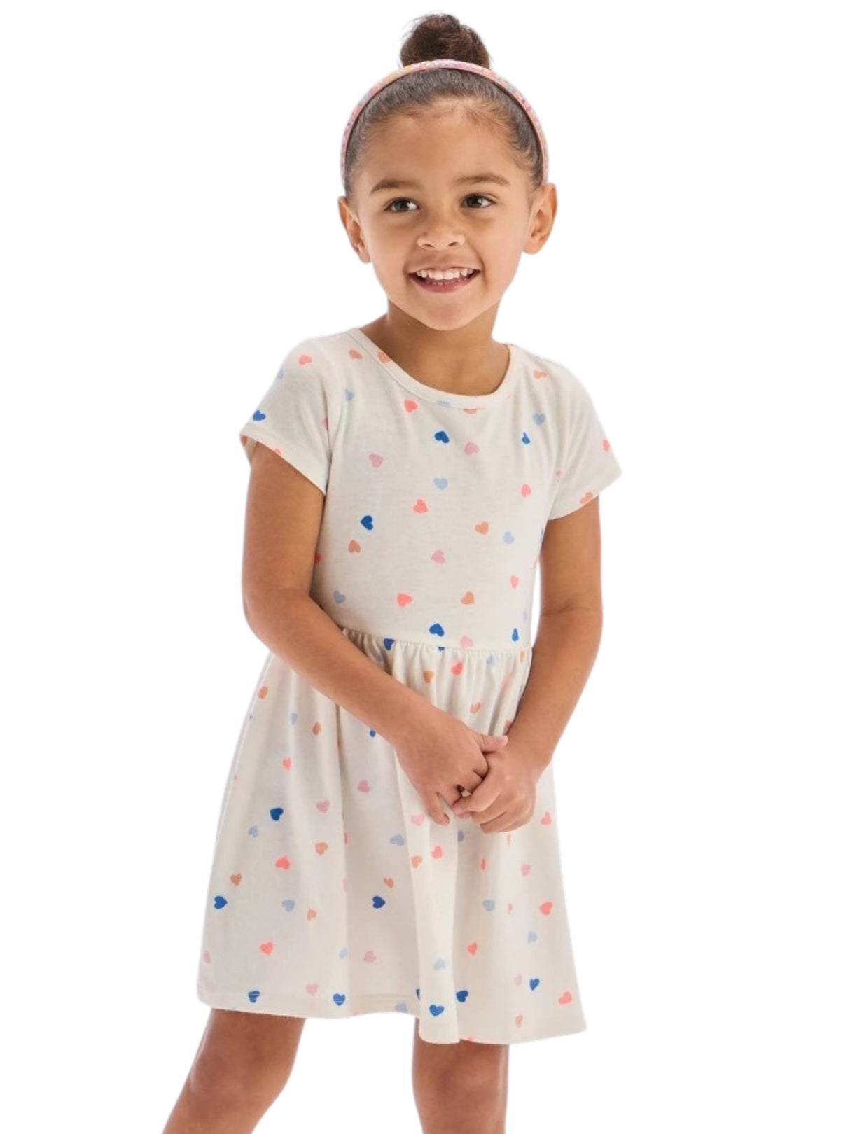 Image for Kids Girl's Hearts Printed Dress,White