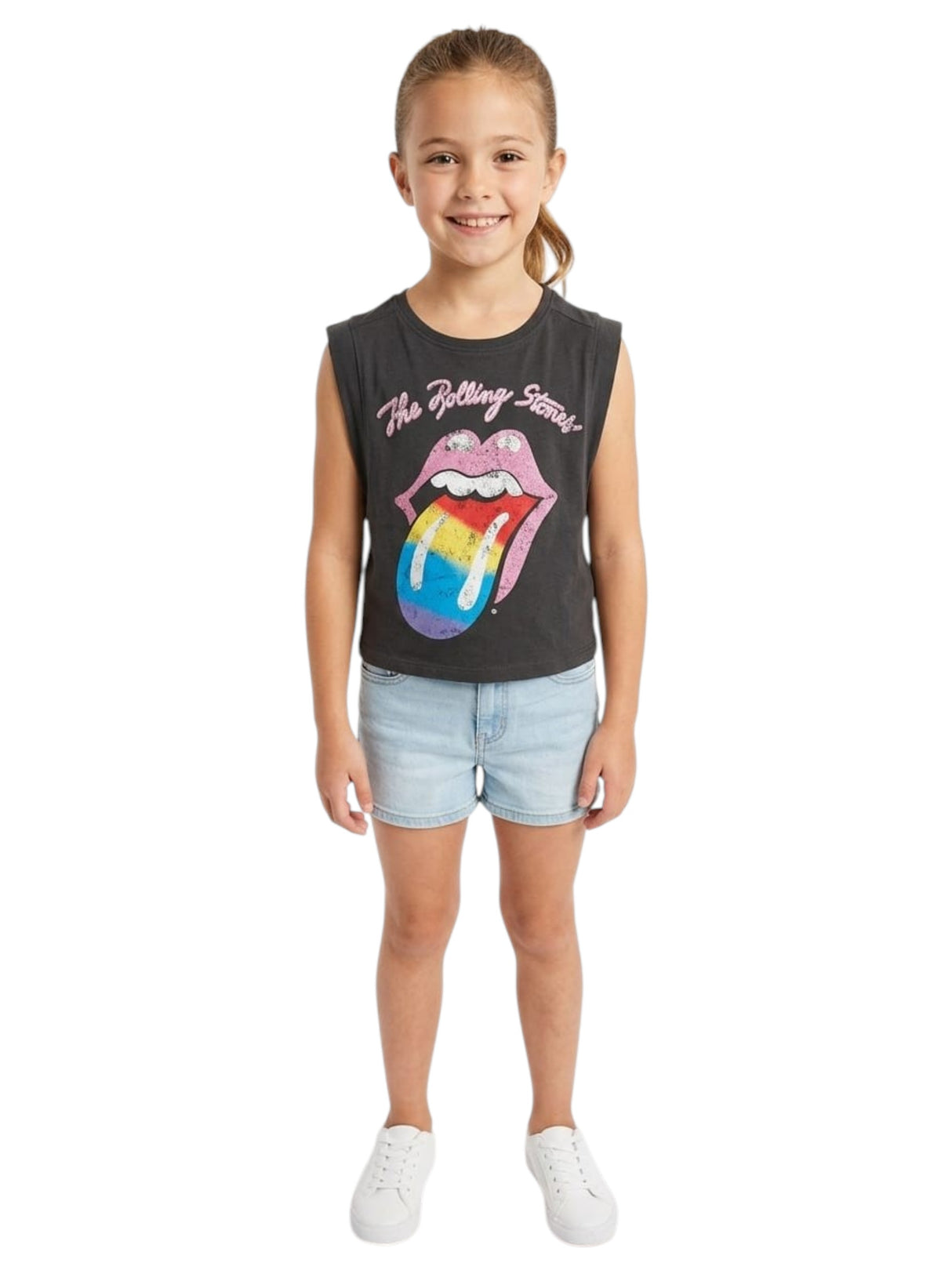 Image for Kids Girl's Printed Top,Dark Grey