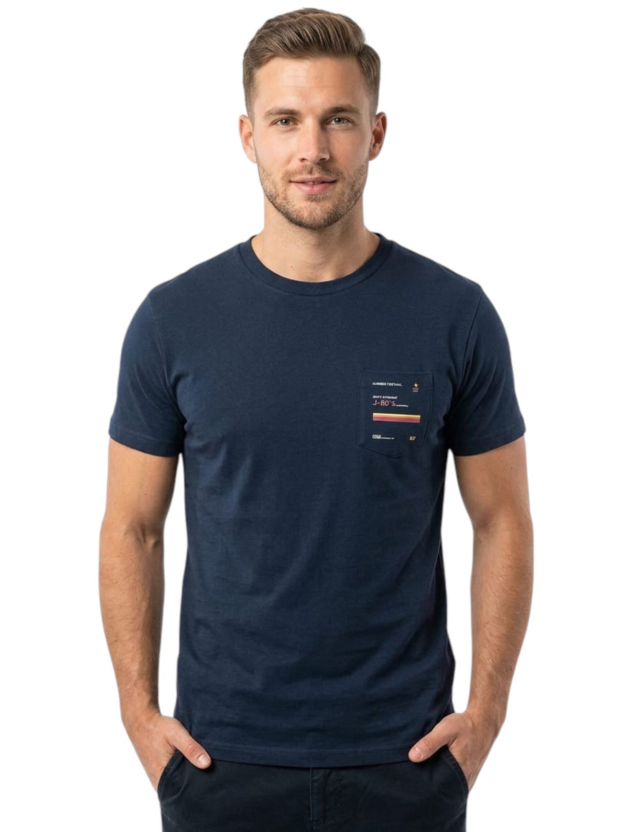 Image for Men's Back Printed Top,Navy
