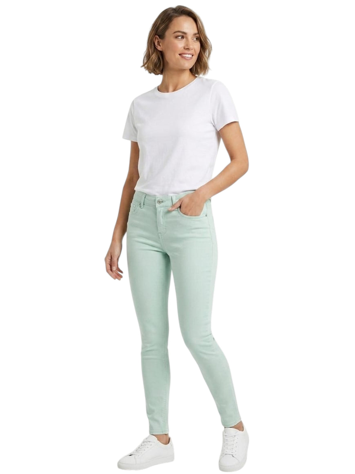 Image for Women's Plain Solid Jeans, Mint Green
