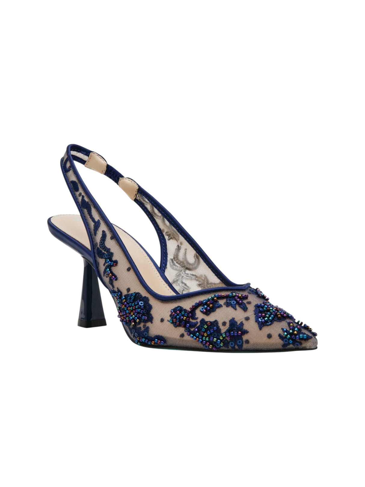 Image for Women's Beads Knitted Heeled Shoes,Navy