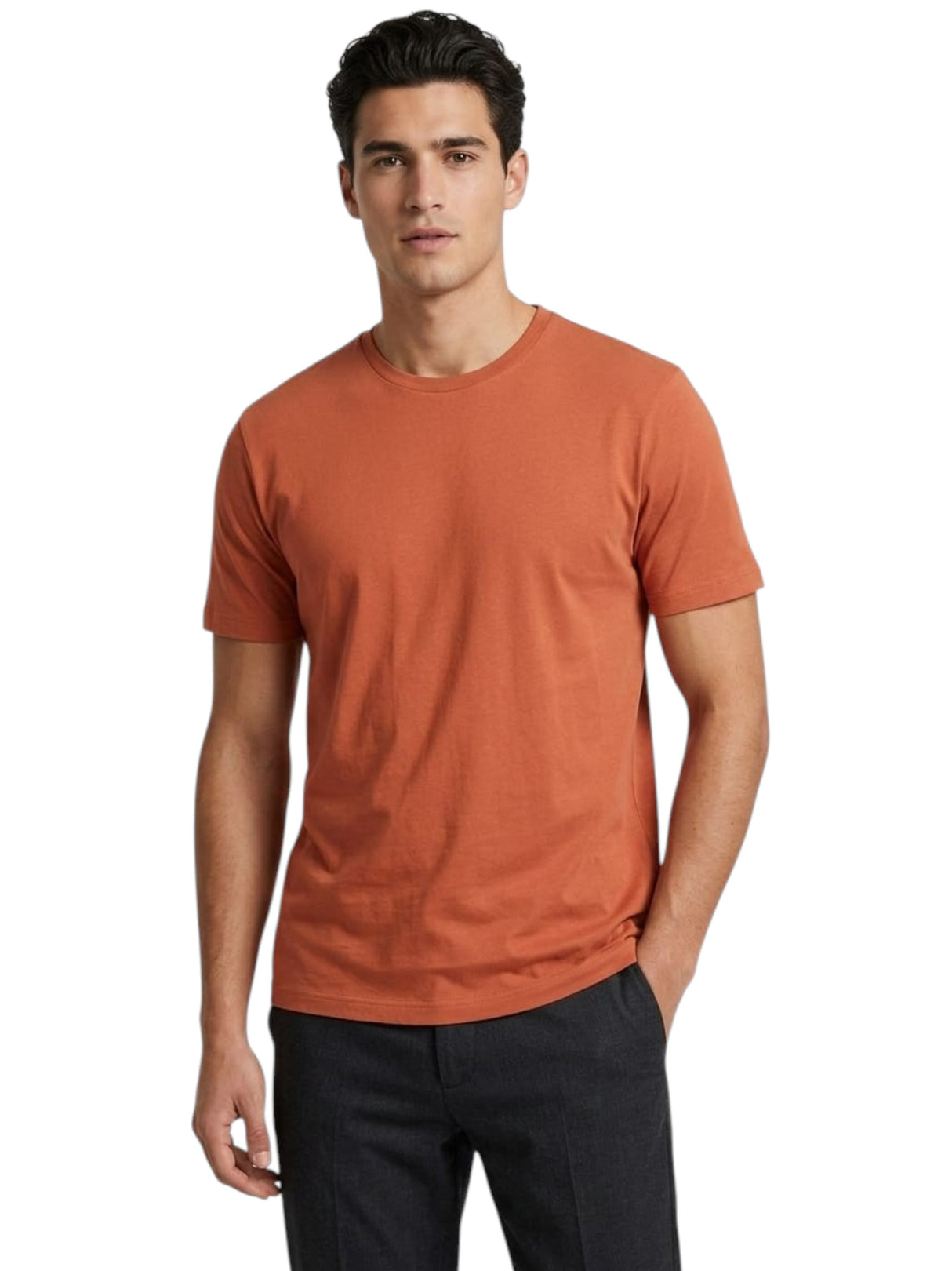 Image for Men's Plain Solid Top,Dark Orange