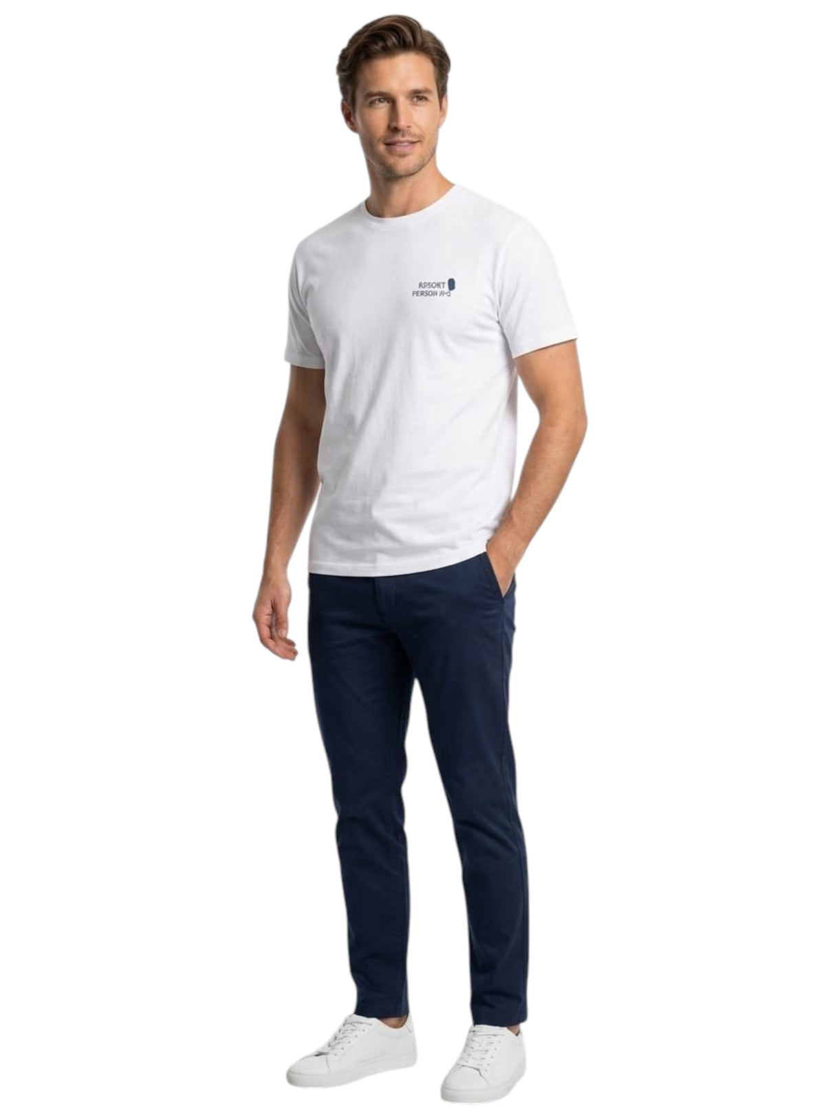 Image for Men's Printed Back Top,White