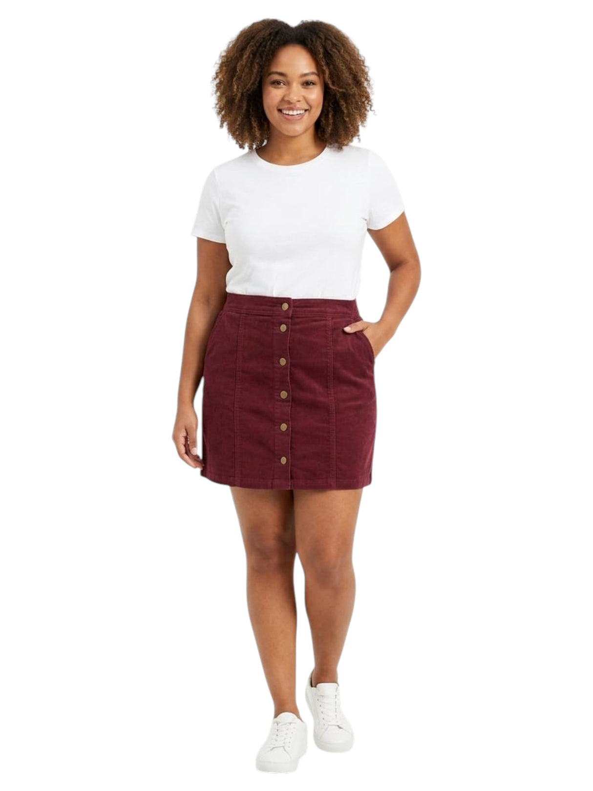 Image for Women's Plain Solid Skirt,Burgundy