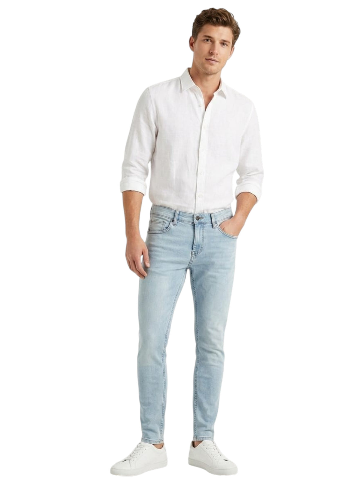 Image for Men's Plain Solid Jeans,Light Blue