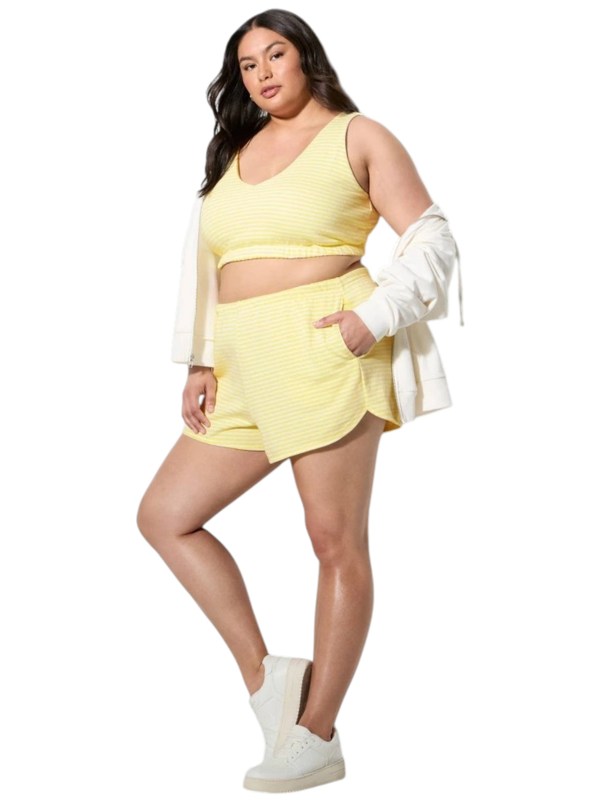 Image for Women's Striped Crop Top,Yellow