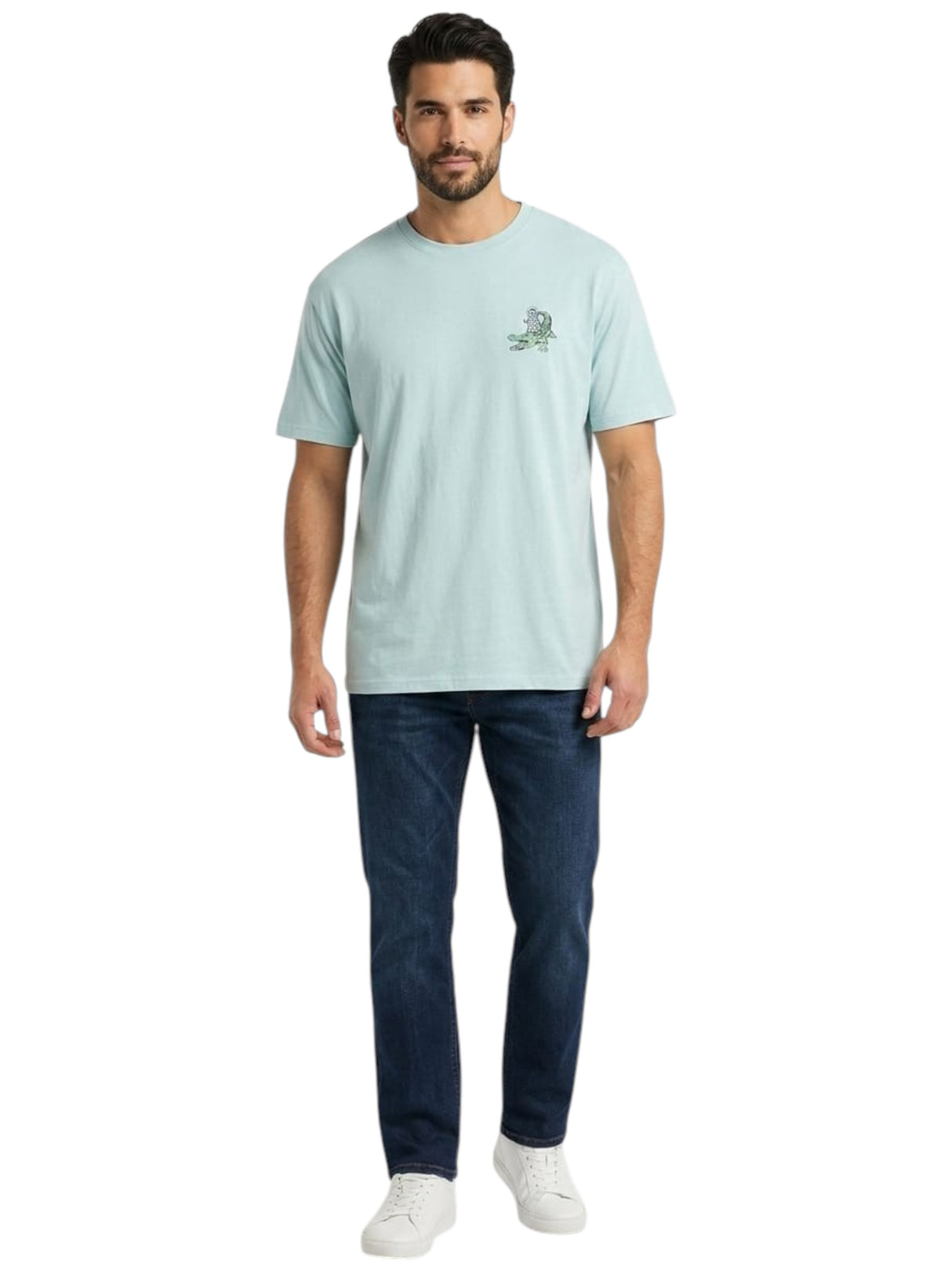 Image for Men's Printed Back Top,Light Blue