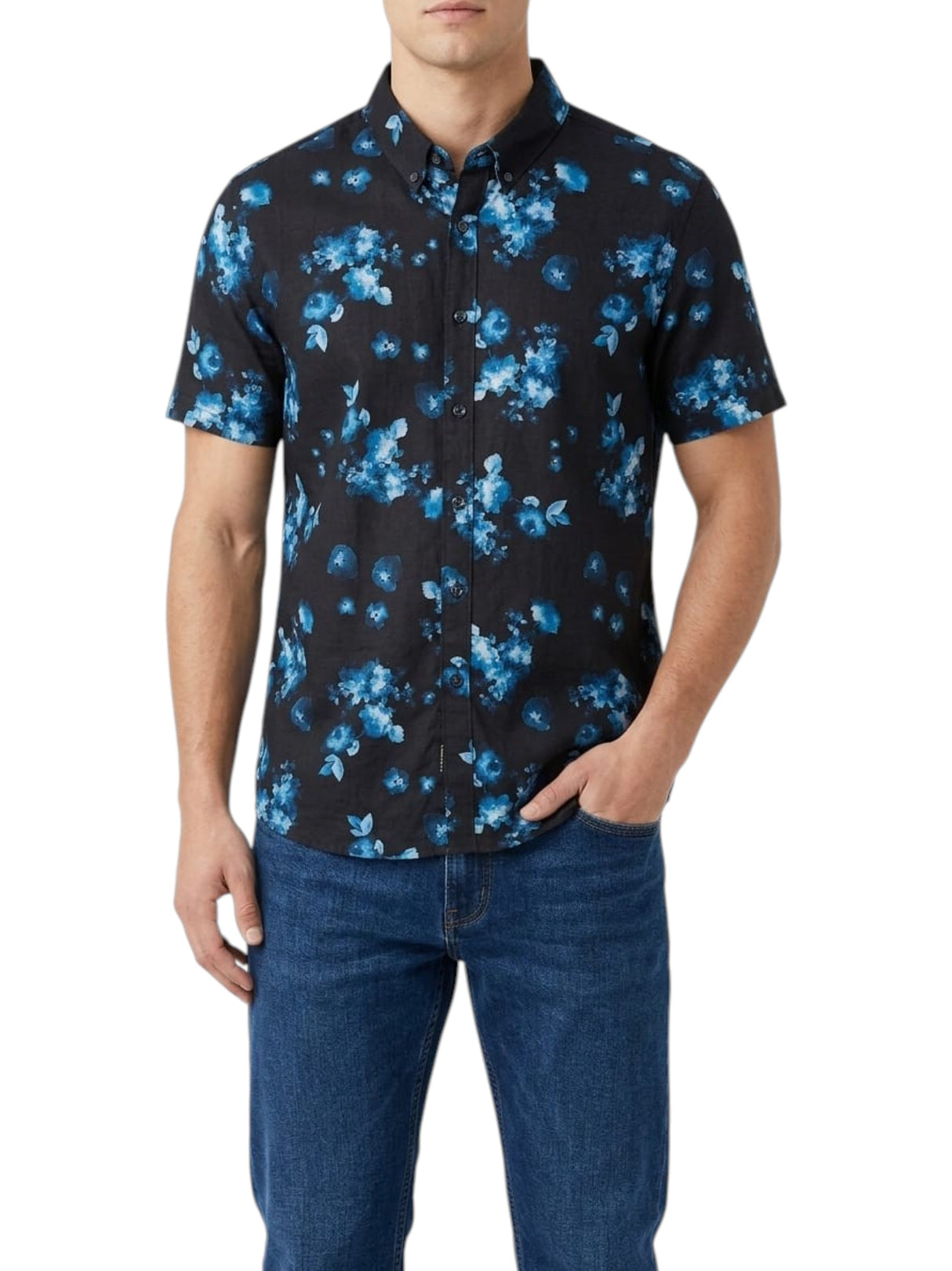 Image for Men's Printed Dress Shirt,Black