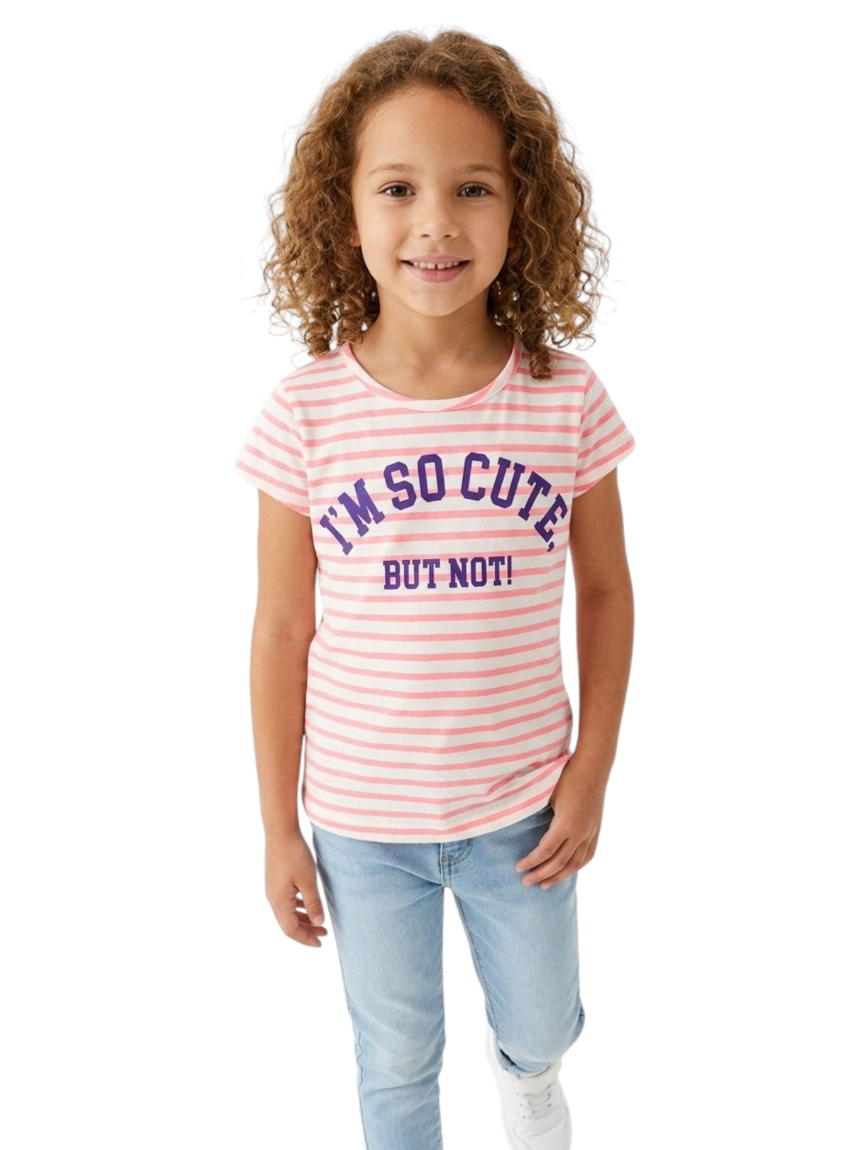Image for Kids Girl's Printed Stripped Top,White