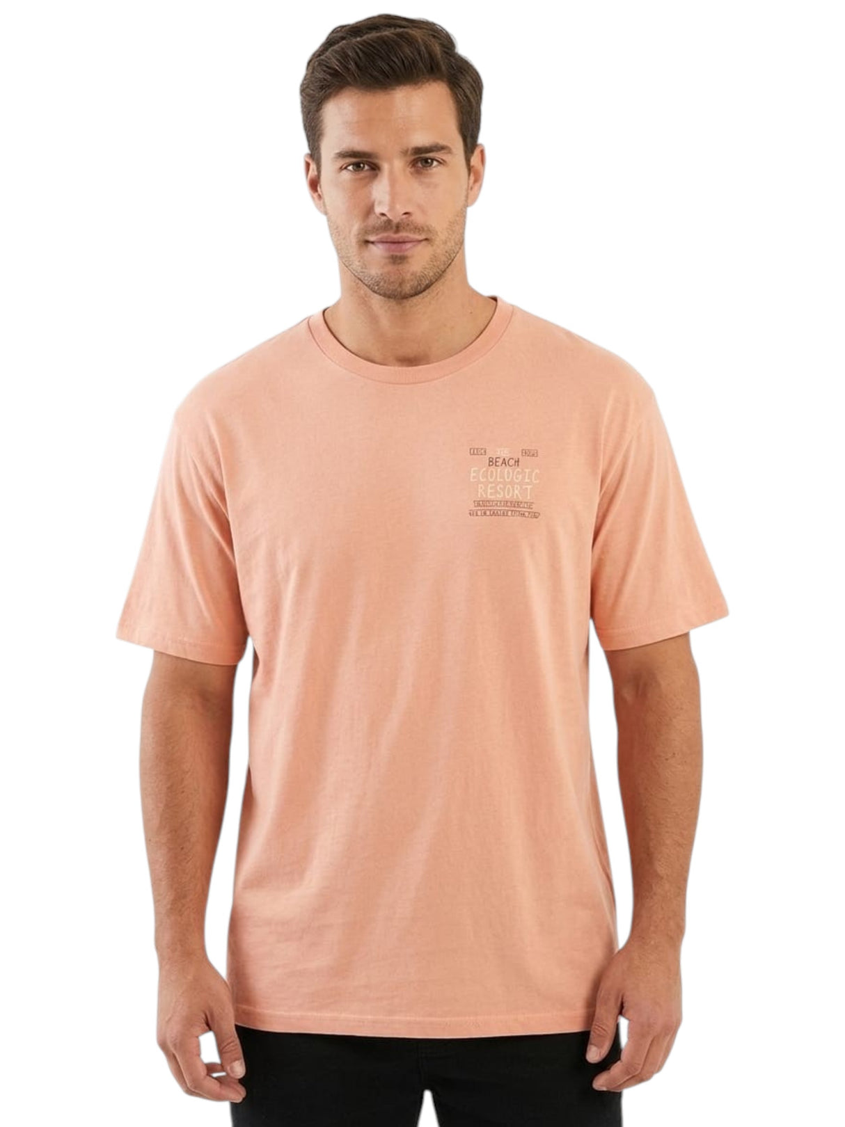 Image for Men's Printed Back Top,Coral