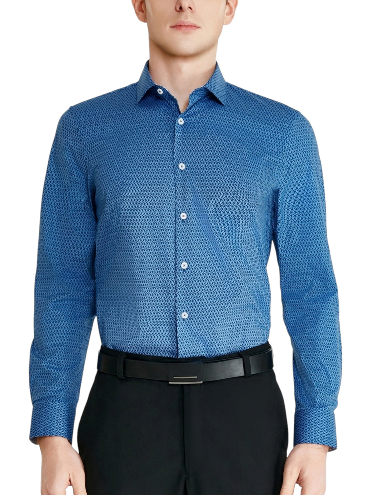 Image for Men's Printed Dress Shirt,Navy/Blue