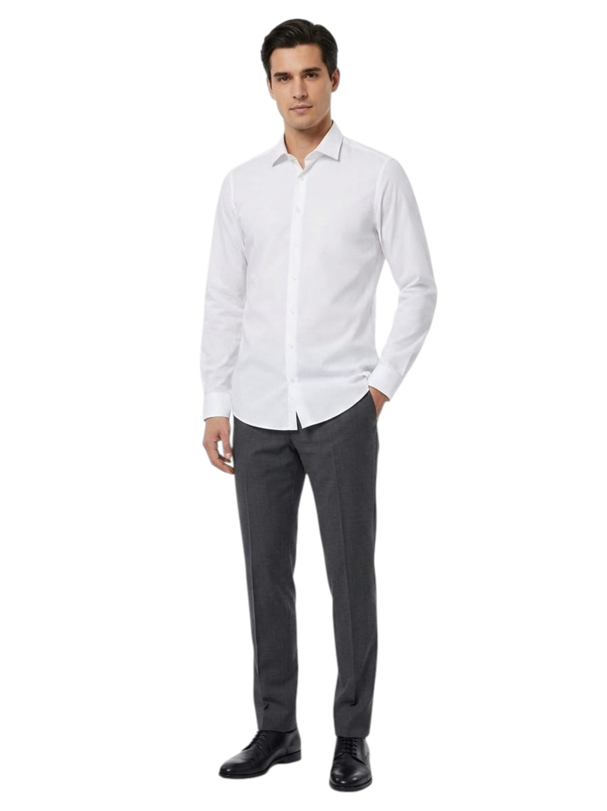 Image for Men's Plain Solid Dress Shirt,White