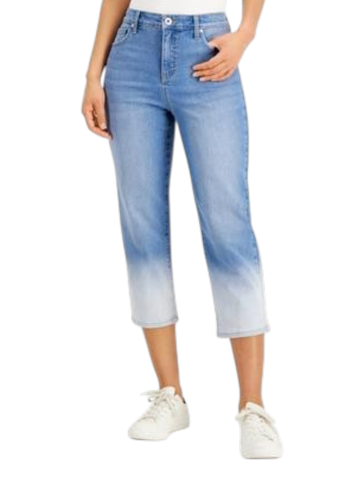 Image for Women's Colorblocked Capri Jeans,White/Light Blue