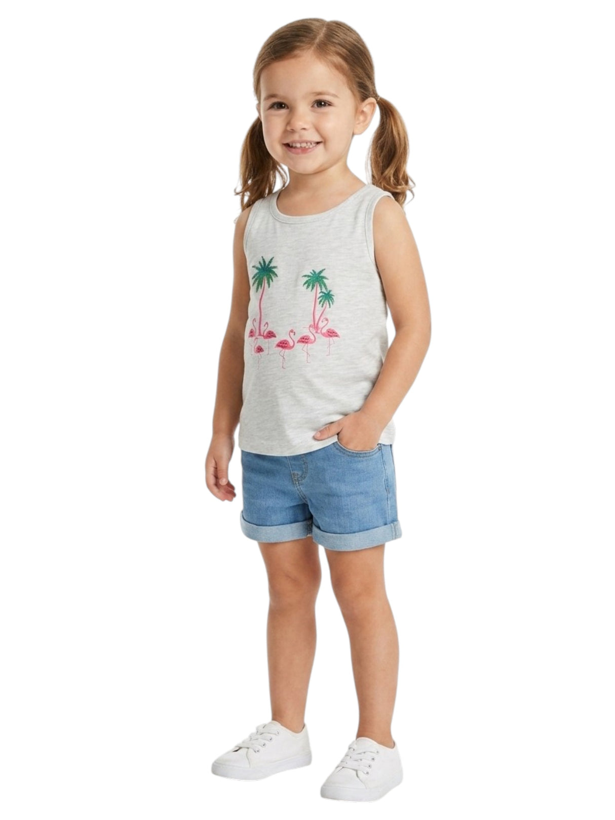 Image for Kids Girl's Printed Top,Light Grey