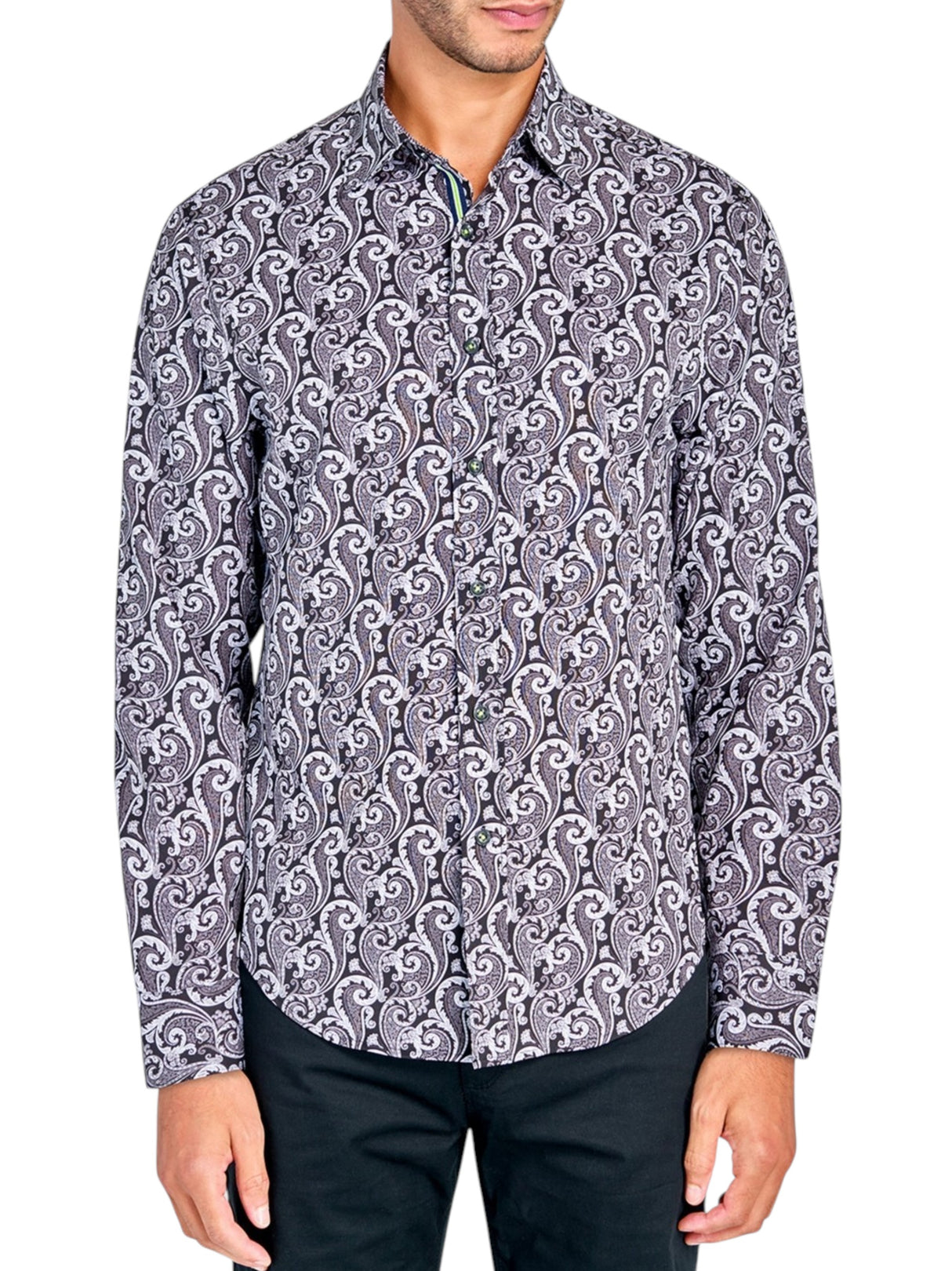 Image for Men's Printed Dress Shirt,Black
