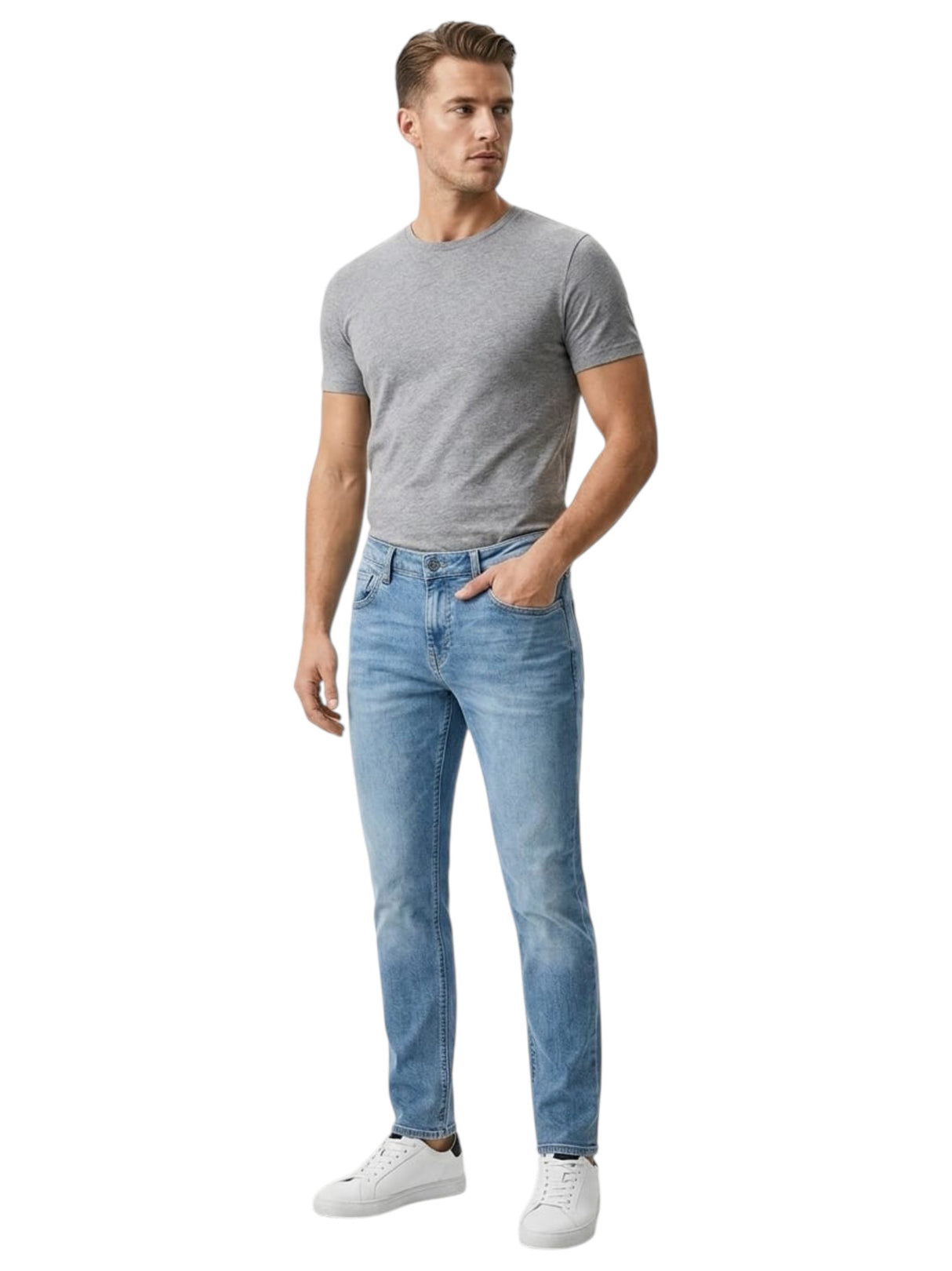 Image for Men's Washed Jeans,Blue