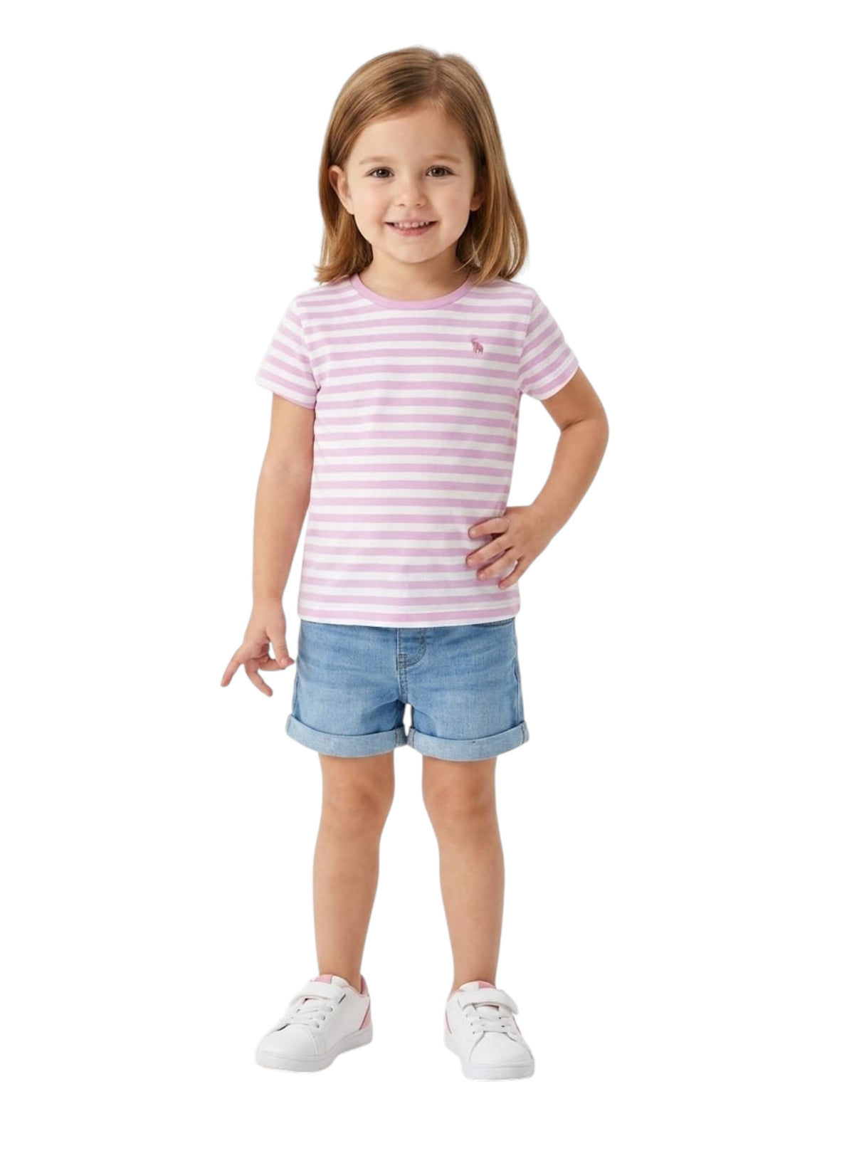 Image for Kids Girl's Striped Top,White/Lilac