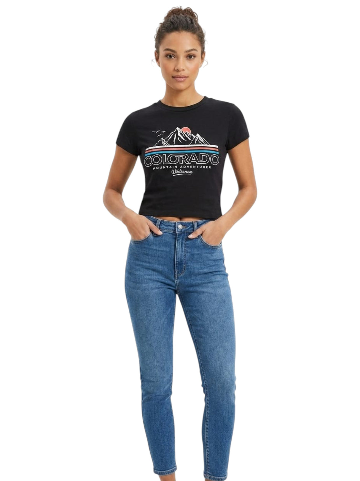 Image for Women's Printed Crop Top,Black