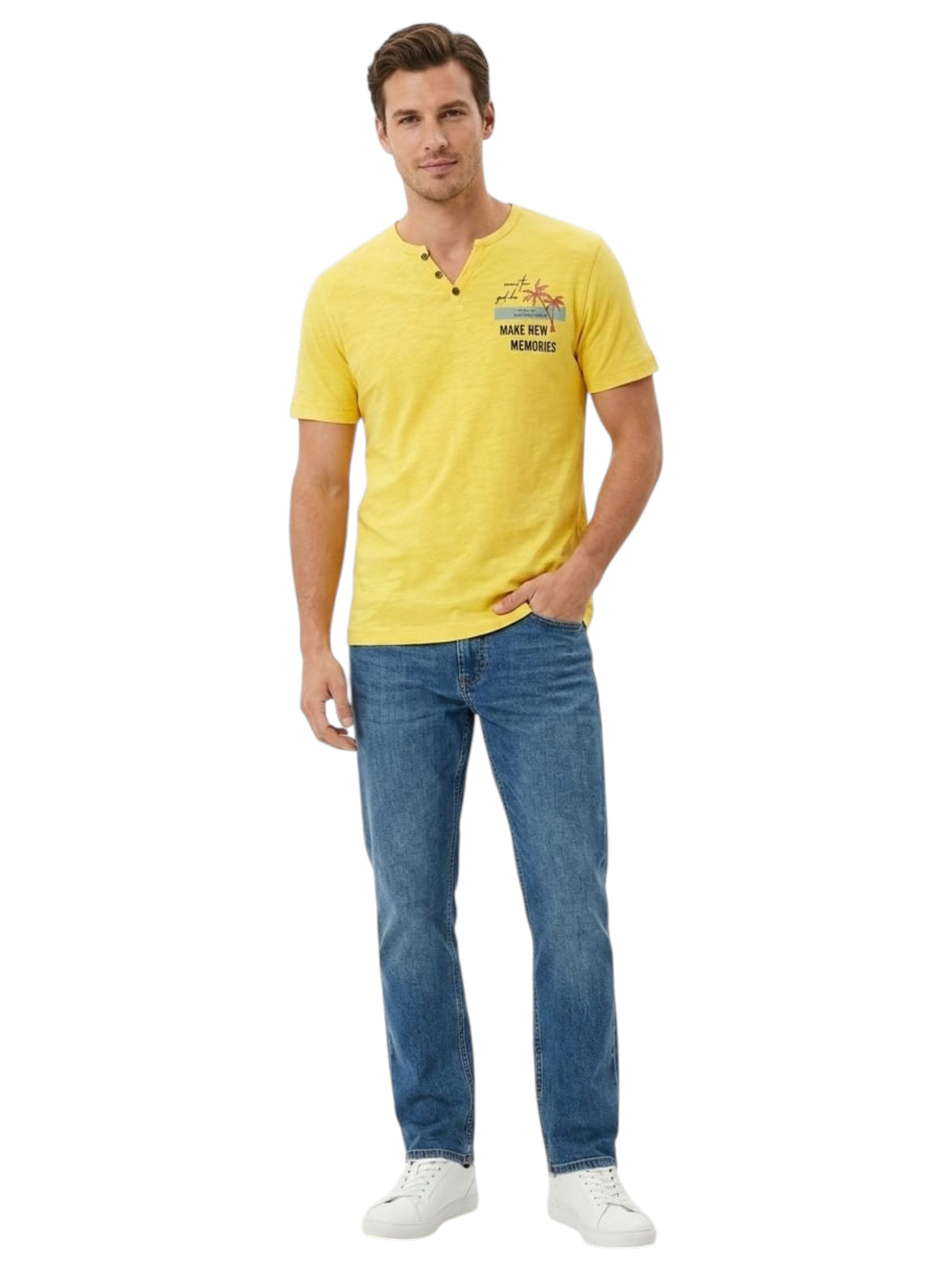 Image for Men's Printed Top,Yellow