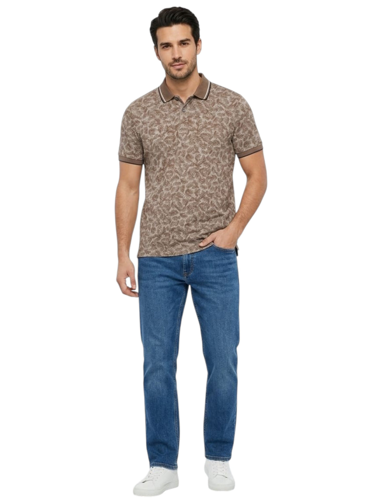 Image for Men's Printed Top,Light Brown