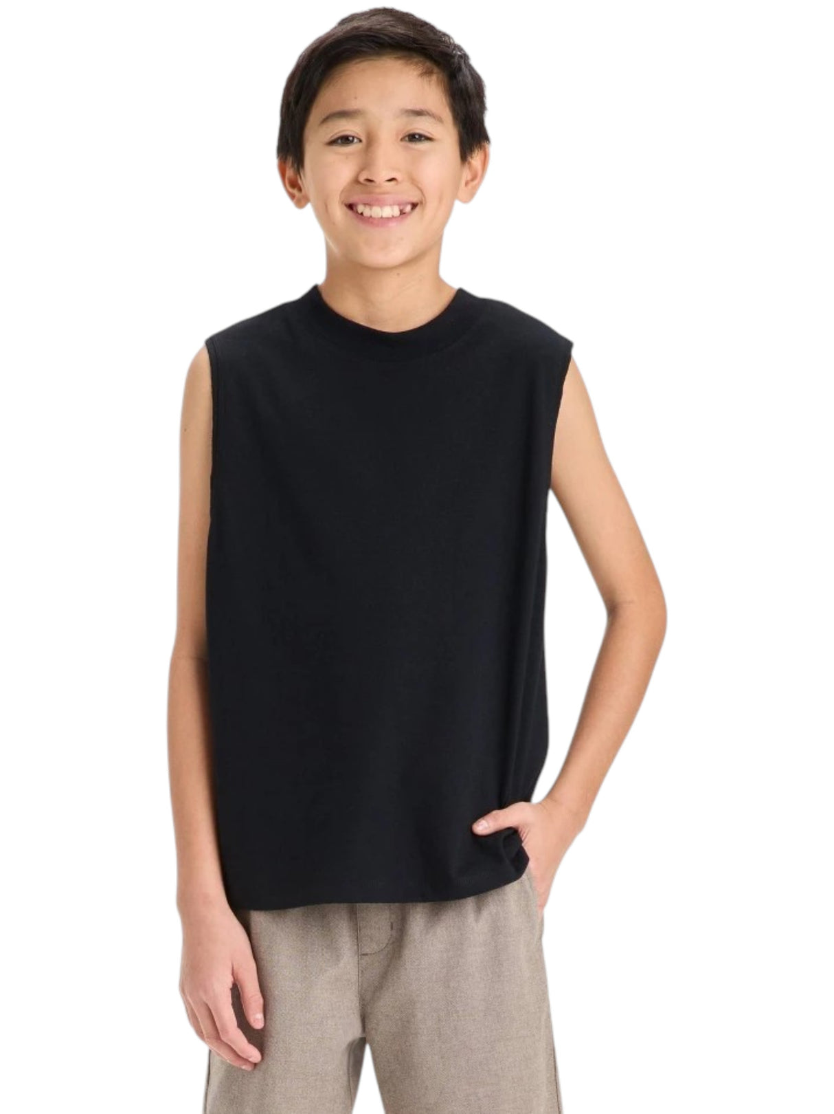 Image for Kids Boy's Plain Top,Black