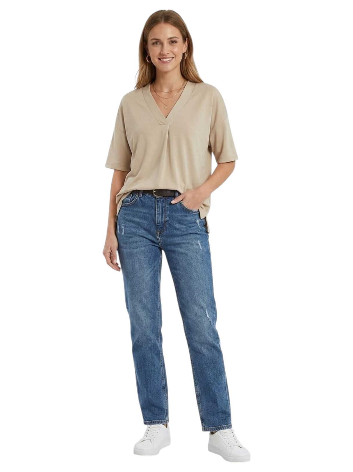 Image for Women's Plain Top,Beige