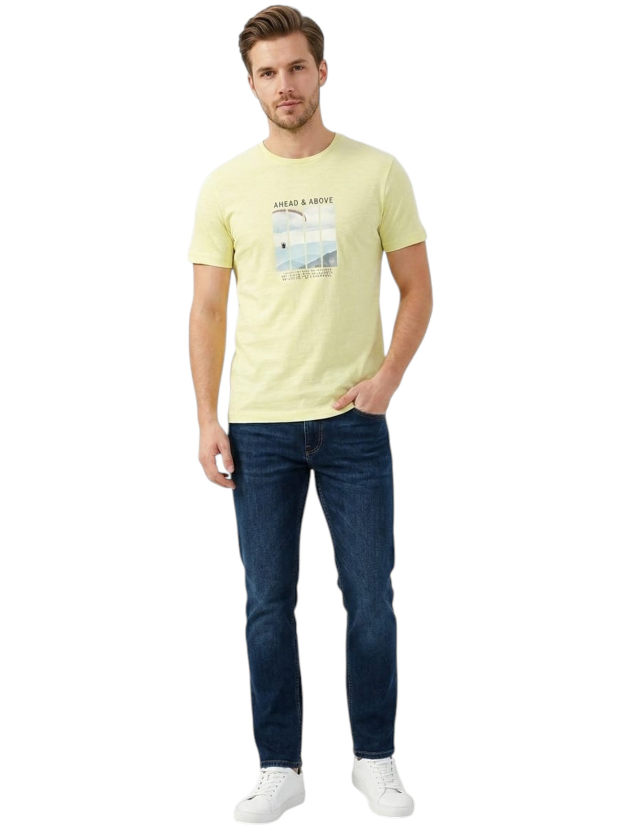 Image for Men's Printed Top,Yellow