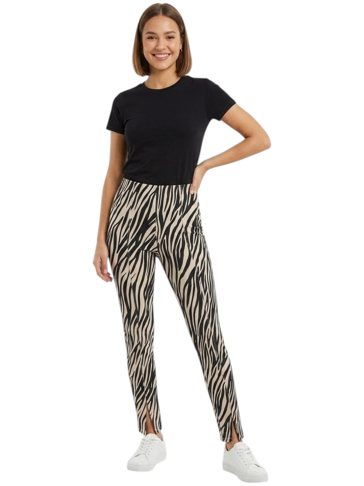 Image for Women's Printed Pant,Light Beige/Black