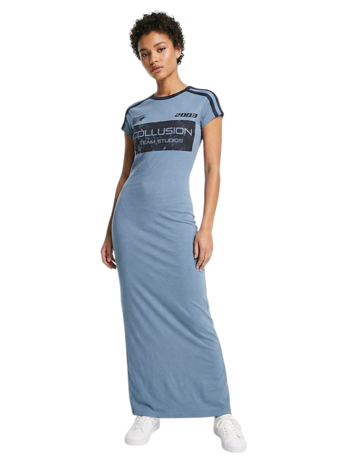 Image for Women's Printed Dress,Dusty Blue