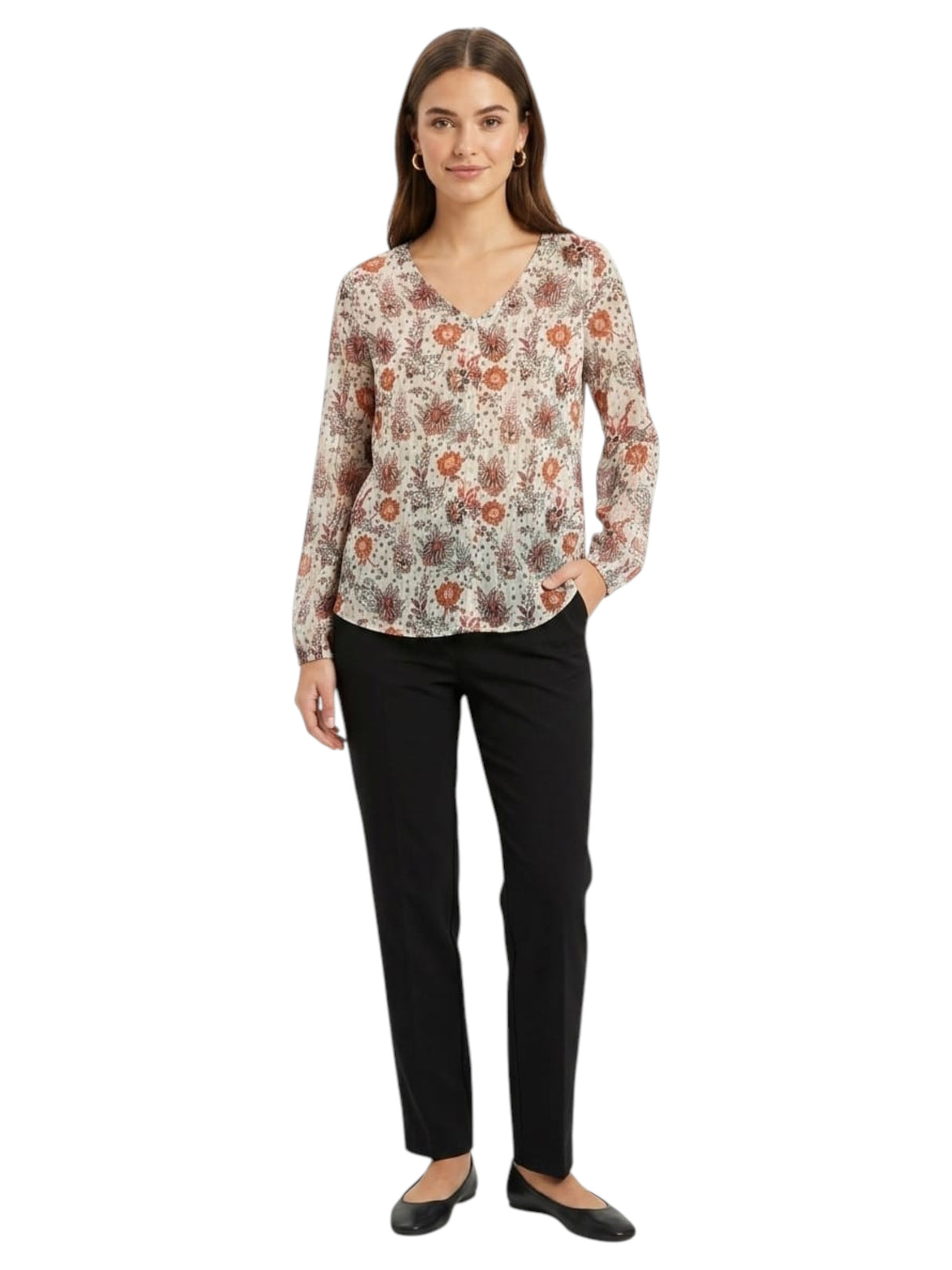 Image for Women's Floral Printed Sheer Top,Multi