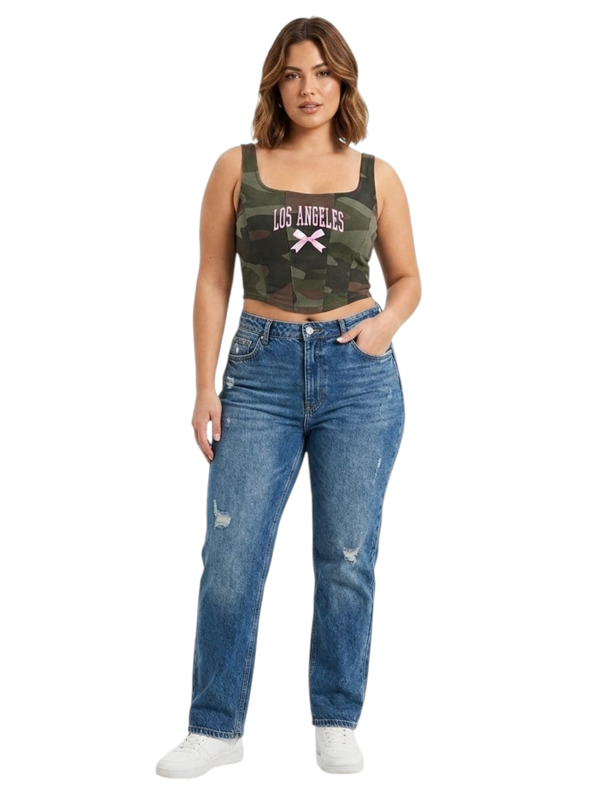 Image for Women's Camo Printed Crop Top,Multi