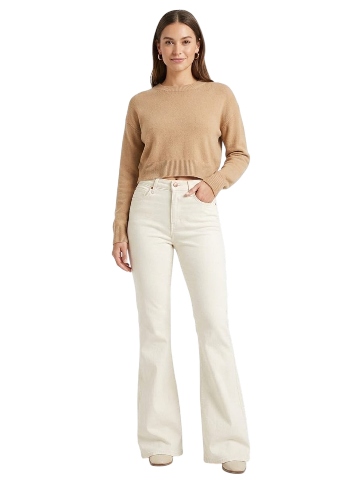 Image for Women's Plain Jeans,Light Beige