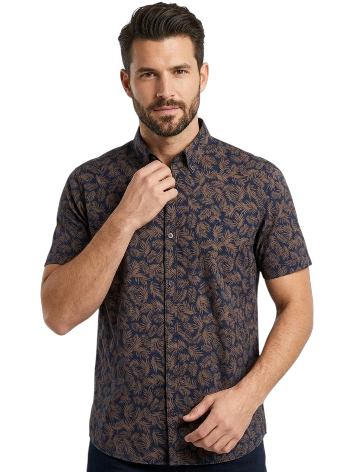 Image for Men's Printed Dress Shirt,Brown