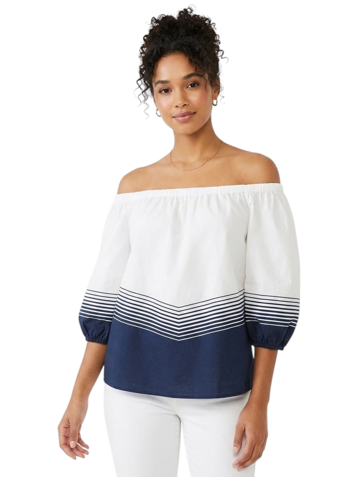 Image for Women's Stripped Top,White