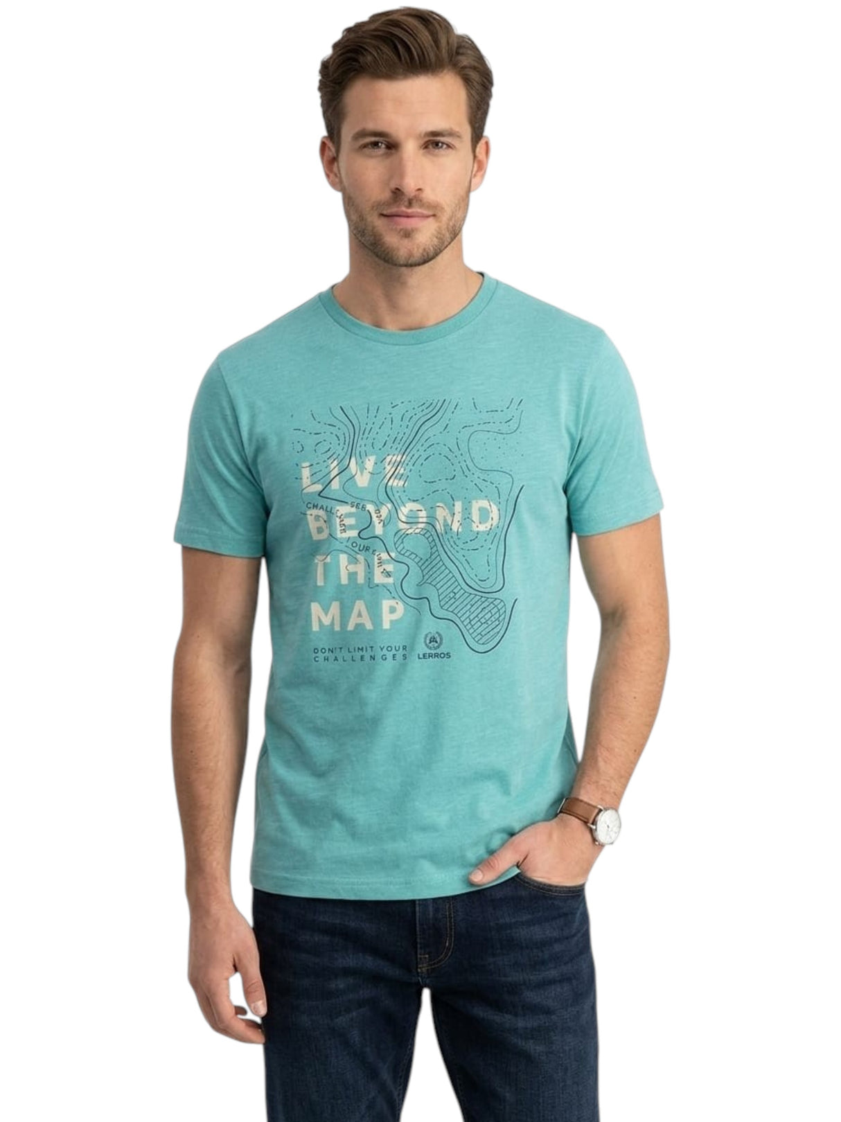 Image for Men's Printed Top,Turquoise