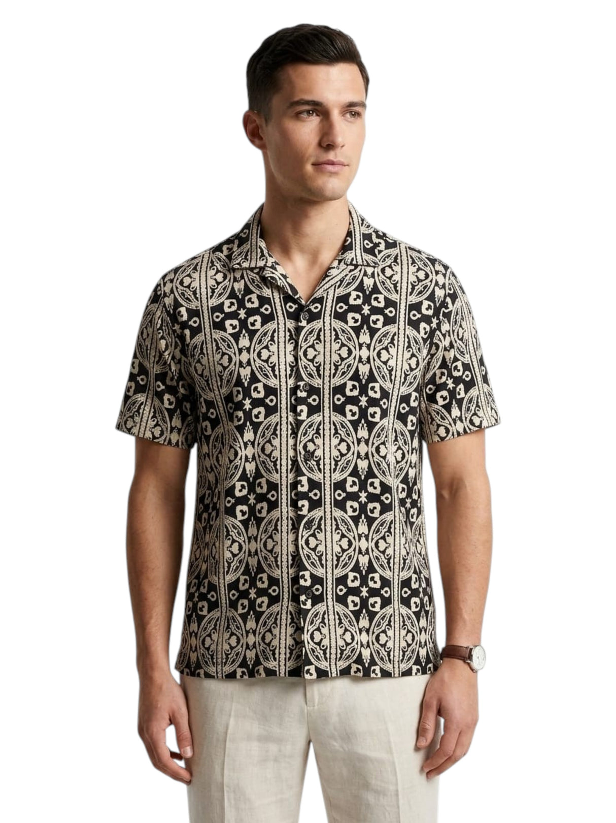 Image for Men's Embroidered Dress Shirt,Black