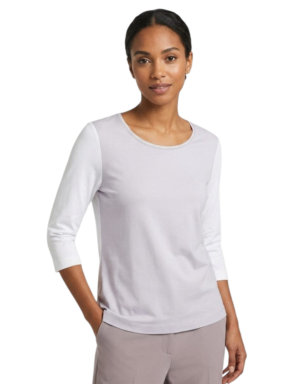 Image for Women's Colorblocked Top,Light Purple/White