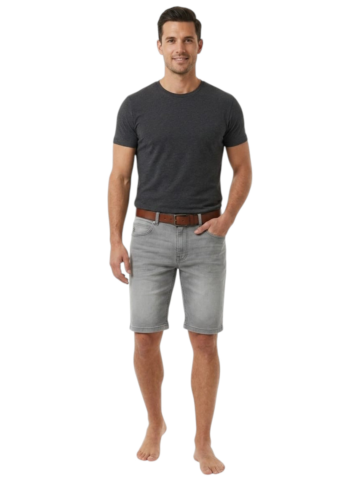 Image for Men's Plain Jeans Short,Grey