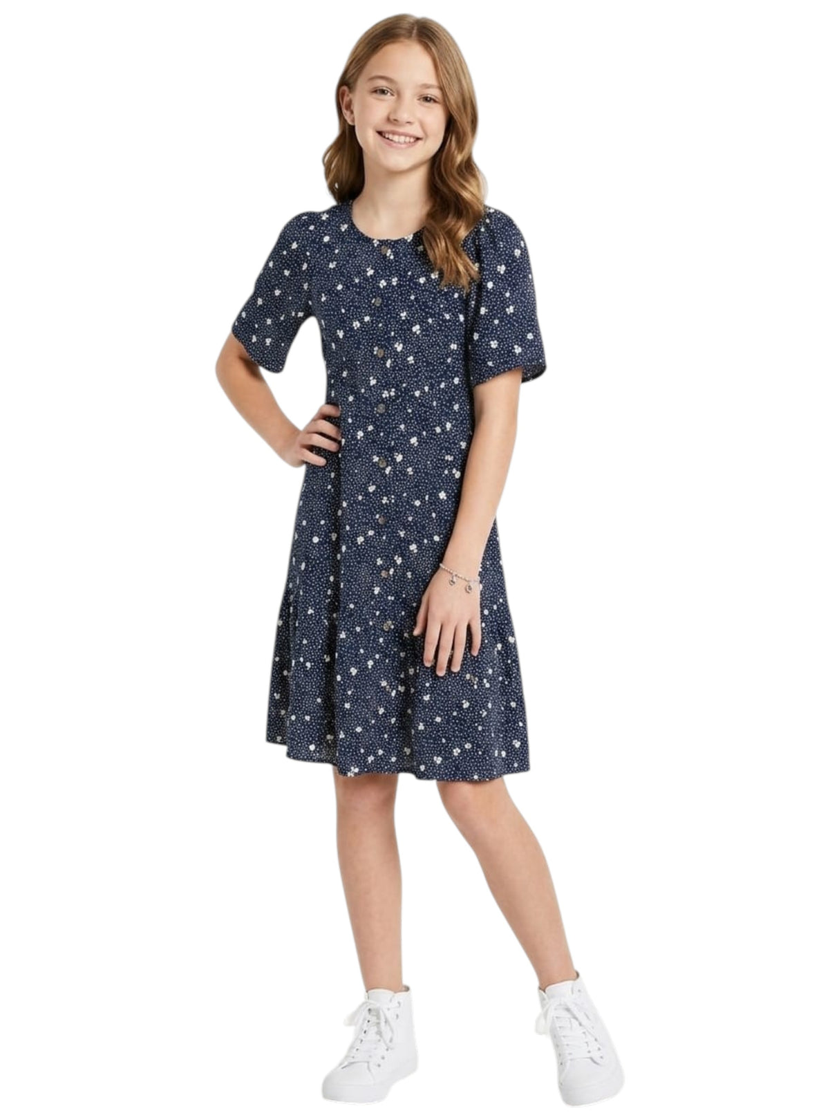 Image for Kids Girl's Printed Dress,Navy