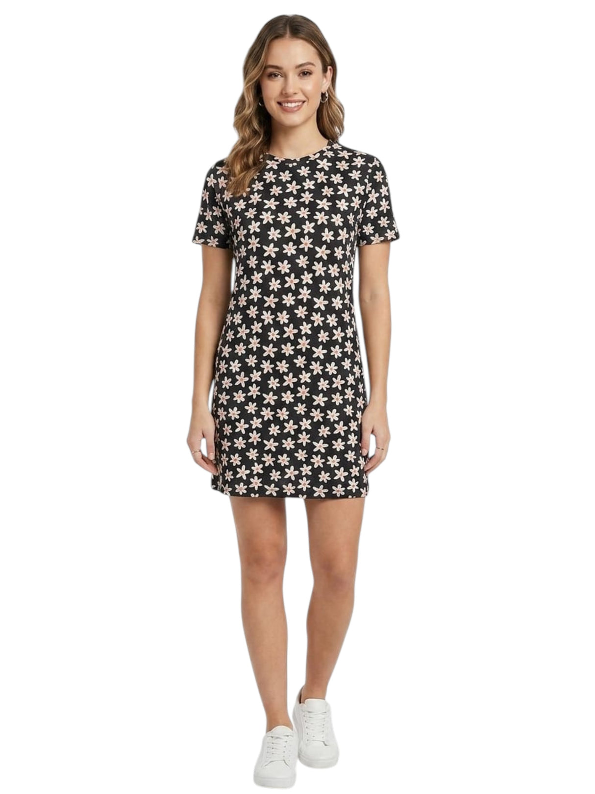 Image for Women's Floral Printed Dress,Black