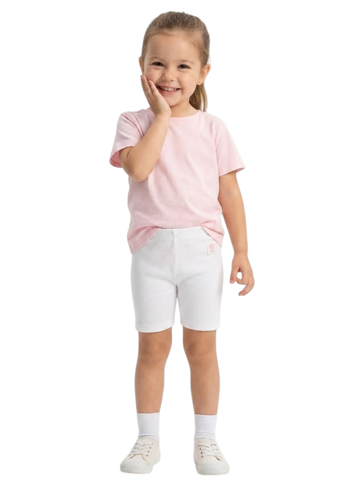 Image for Kids Girl's Ribbed Short,White