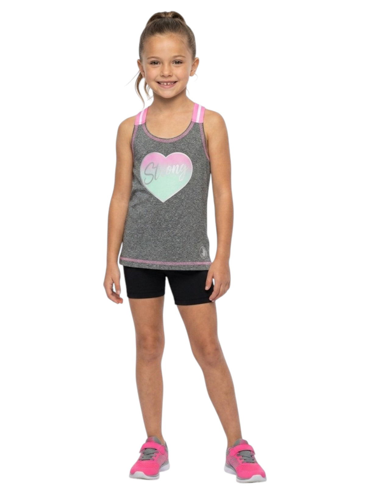 Image for Kids Girl's Printed Sport Top,Dark Grey