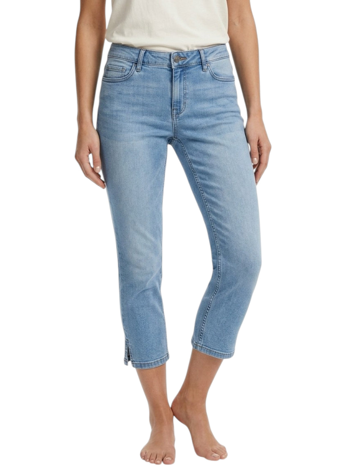 Image for Women's Plain Solid Capri Jeans,Light Blue