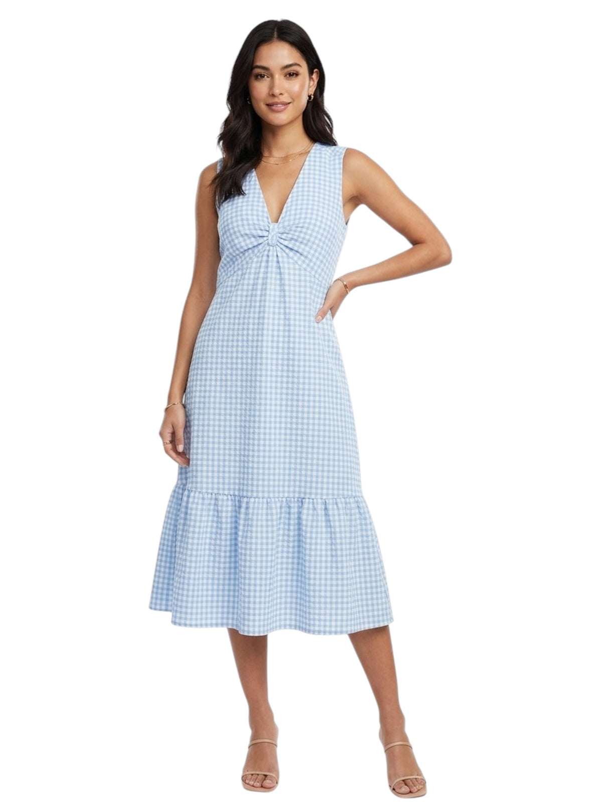 Image for Women's Plaid Dress,Blue/White