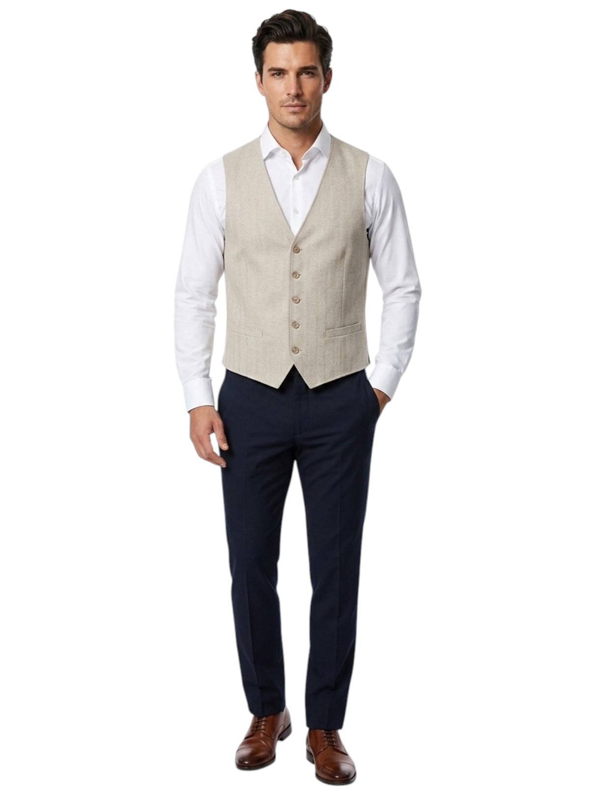 Image for Men's Textured Vest,Beige