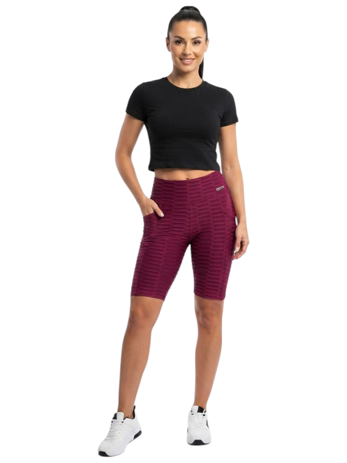Image for Women's Textured Short Legging,Burgandy