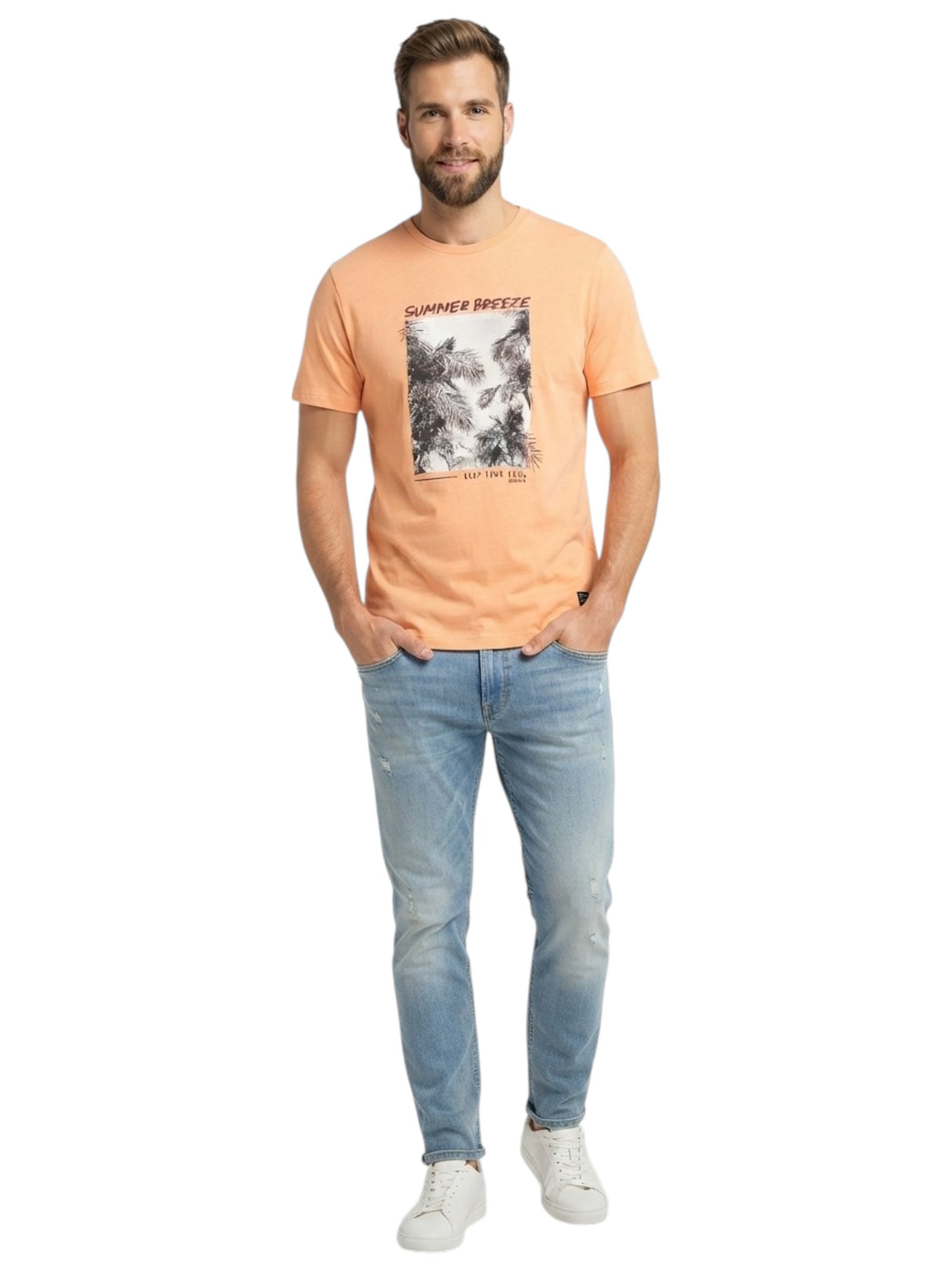 Image for Men's Printed Top,Coral
