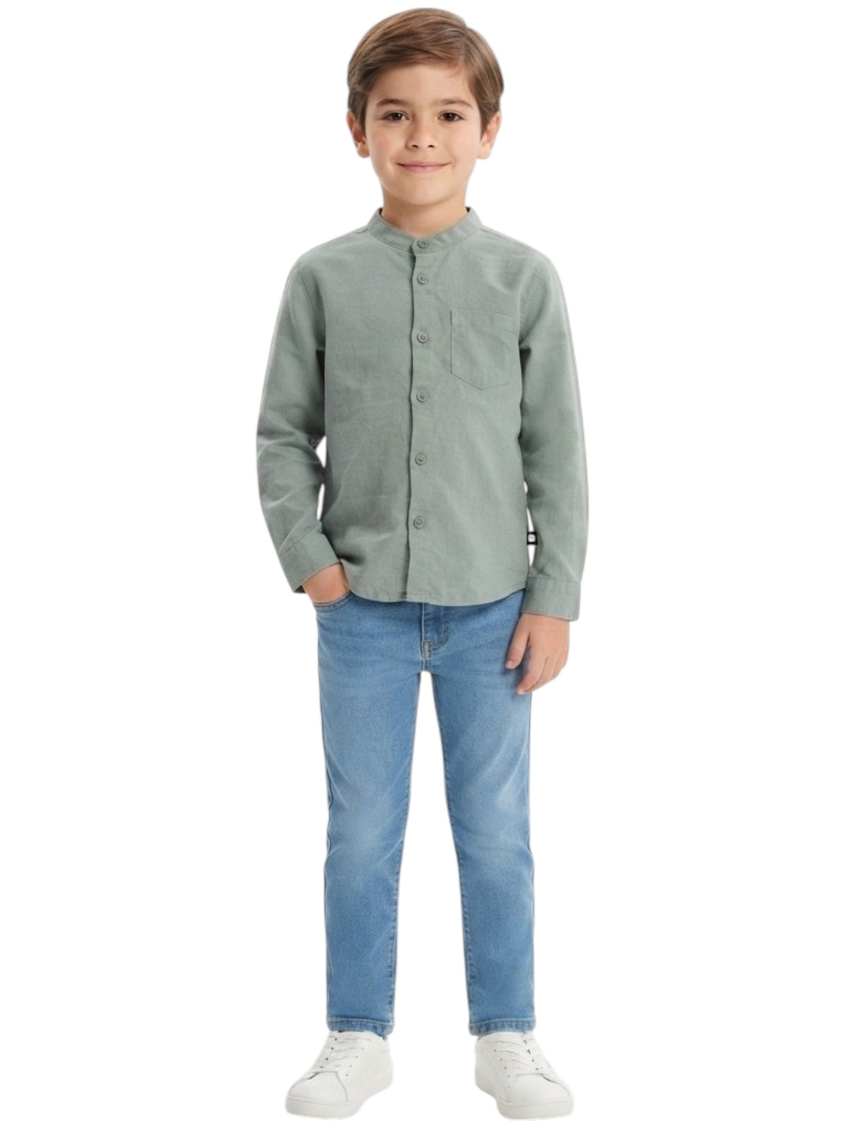 Image for Kids Boy's Plain Solid Dress Shirt,Dark Mint